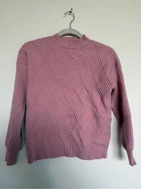Philosophy Dusty Rose Ribbed Diamond Knit Mock Neck Sweater Size Medium